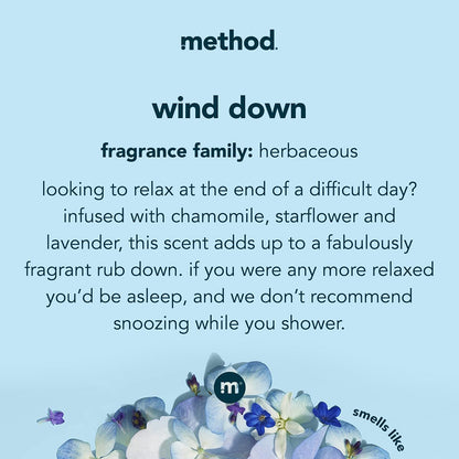 Method Wind Down Body Wash | Chamomile, Starflower & Blue Lavender | 18oz/532ml - Ome's Beauty Mart