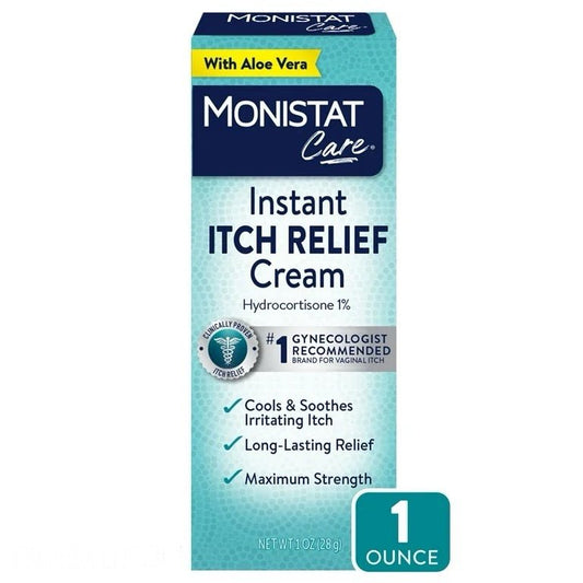 Monistat Vaginal Instant Itch Relief Cream for Women | Hydrocortisone 1% | Maximum Strength Feminine Itch Care | 1oz/28g Exp Apr 2027 - Ome's Beauty Mart