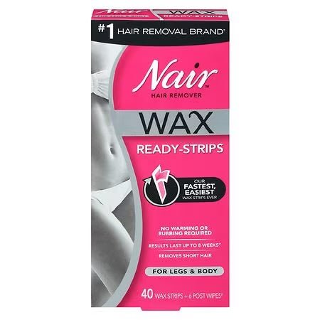 Nair Wax Ready-Strips | For Legs & Body | 40 Wax Strips + 6 Post Wipes - Ome's Beauty Mart