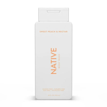 Native Body Wash, Sweet Peach & Nectar | Sulfate & Paraben Free | for Men and Women, 18oz - Ome's Beauty Mart