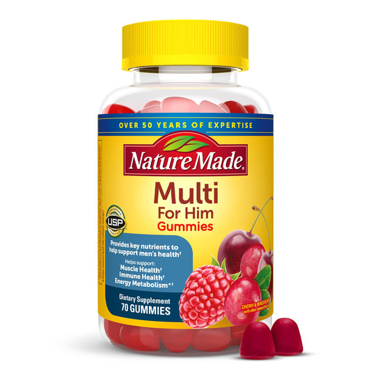 Nature Made Multi for Him, Multivitamin for Men for Energy Metabolism Support, Mens Multivitamins, 70 Gummies Exp Jun 2025 - Ome's Beauty Mart