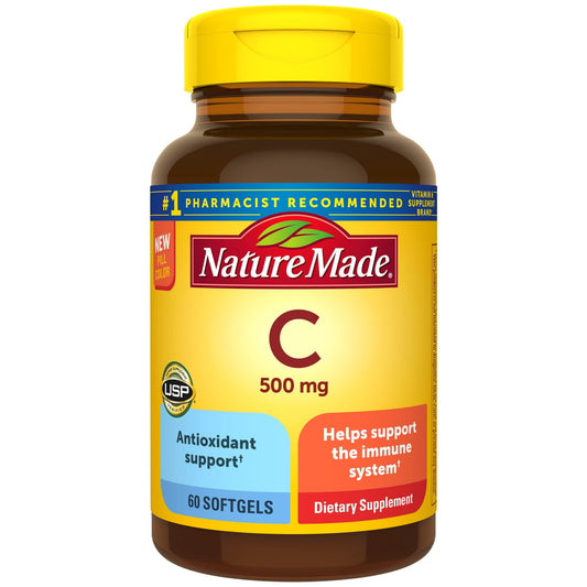 Nature Made Vitamin C 500mg | Antioxidant | Immune Support | 60 Softgels, Exp Nov/2025 - Ome's Beauty Mart