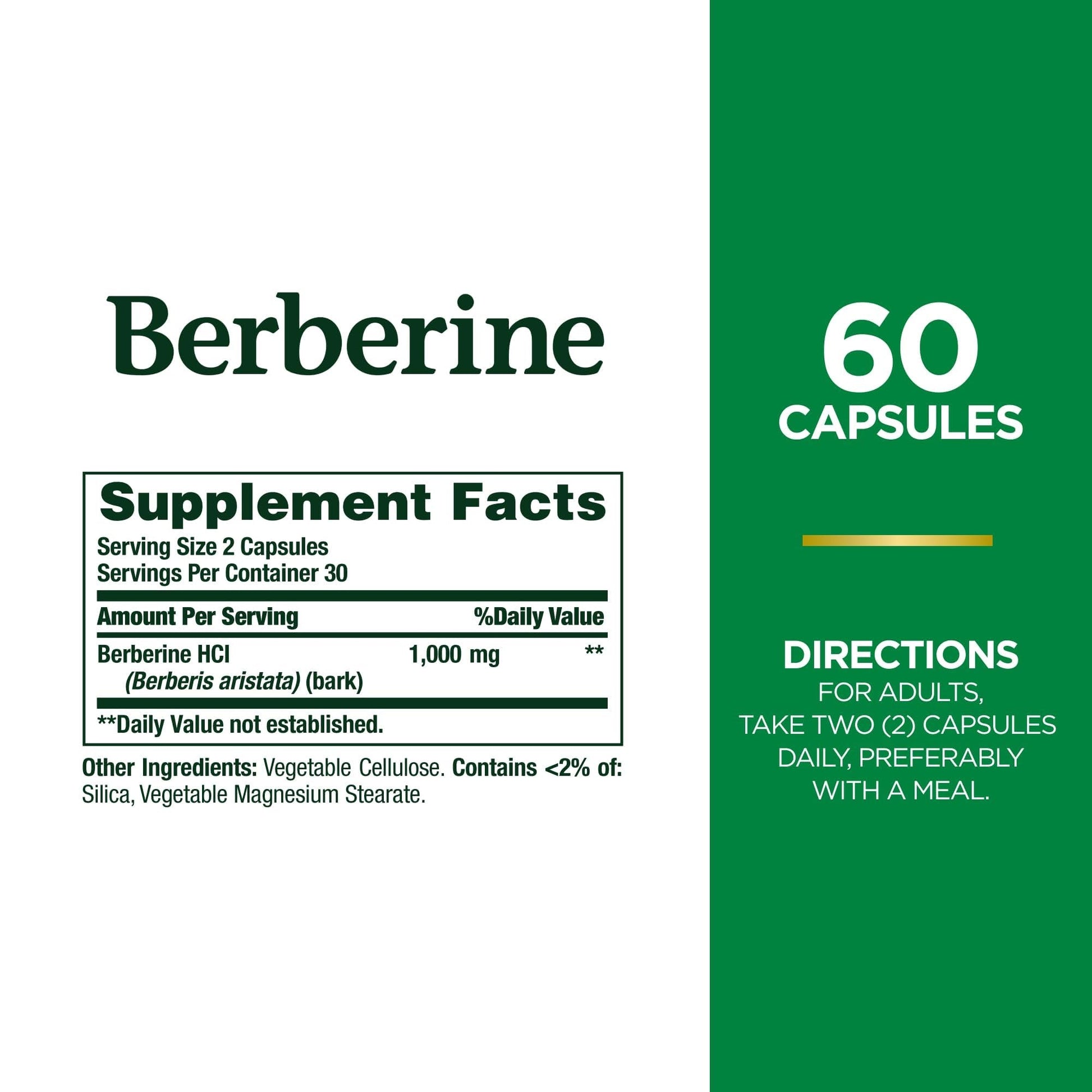 Nature's Bounty 1000mg Berberine | Support Heart and Cardiovascular Health | Help Maintain Healthy Cholesterol, Triglyceride & Blood Sugar Levels | 60 Capsules Exp 03/2026 - Ome's Beauty Mart