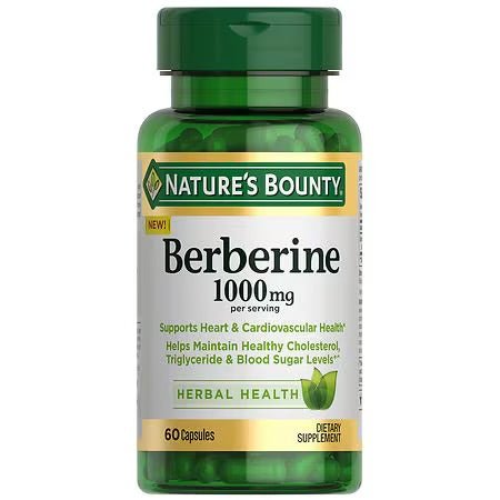 Nature's Bounty 1000mg Berberine | Support Heart and Cardiovascular Health | Help Maintain Healthy Cholesterol, Triglyceride & Blood Sugar Levels | 60 Capsules Exp 03/2026 - Ome's Beauty Mart