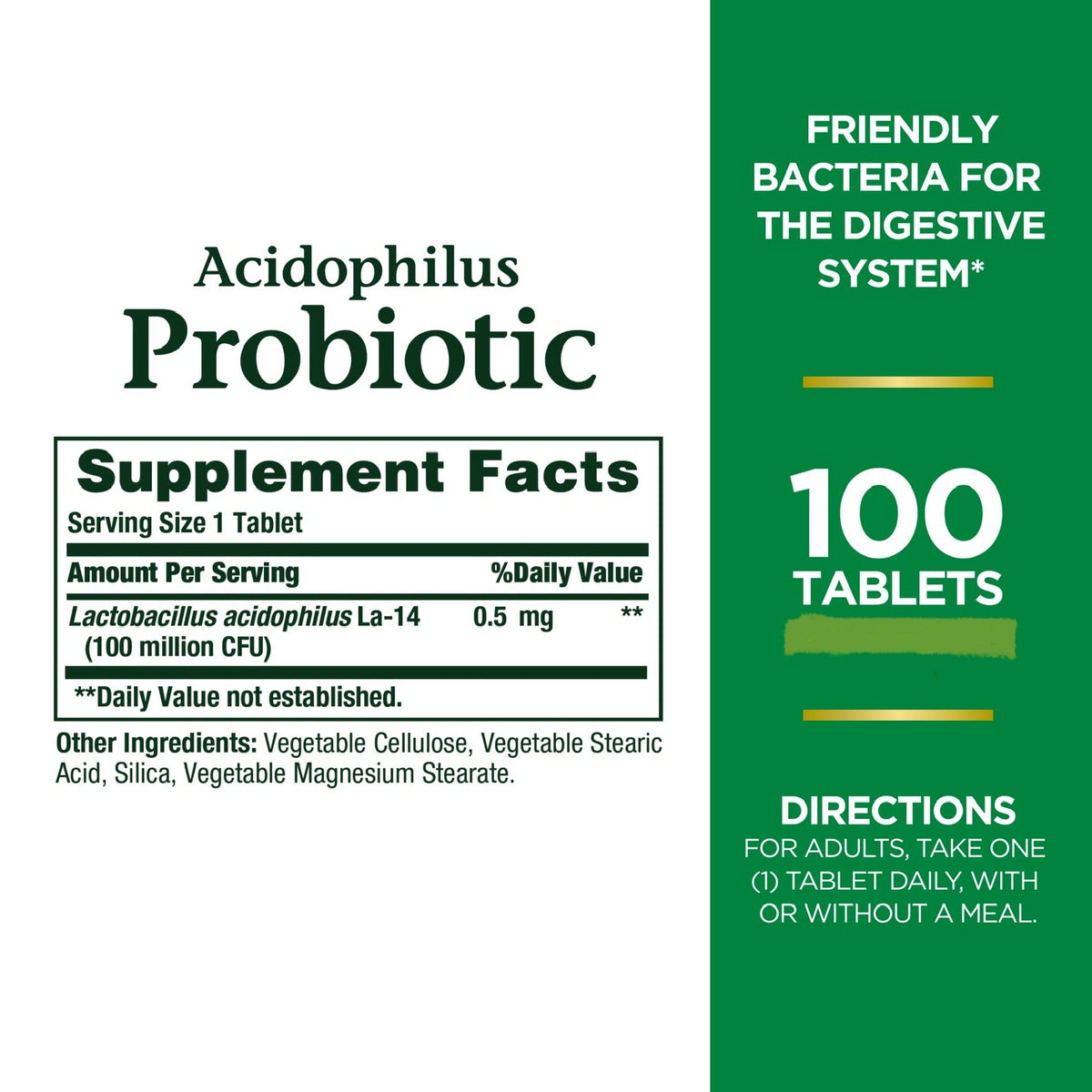Nature's Bounty Acidophilus Probiotics | Daily Probiotic Supplement | Supports Digestive Health | 100 Tablets Exp 04/2025 - Ome's Beauty Mart
