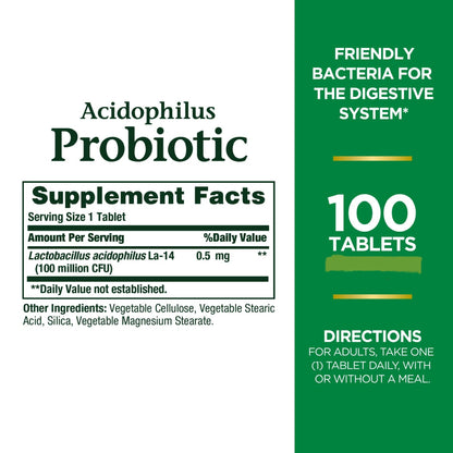 Nature's Bounty Acidophilus Probiotics | Daily Probiotic Supplement | Supports Digestive Health | 100 Tablets Exp 04/2025 - Ome's Beauty Mart