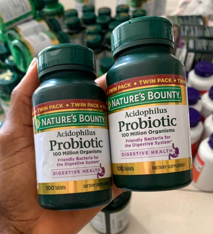 Nature's Bounty Acidophilus Probiotics | Daily Probiotic Supplement | Supports Digestive Health | 100 Tablets Exp 04/2025 - Ome's Beauty Mart