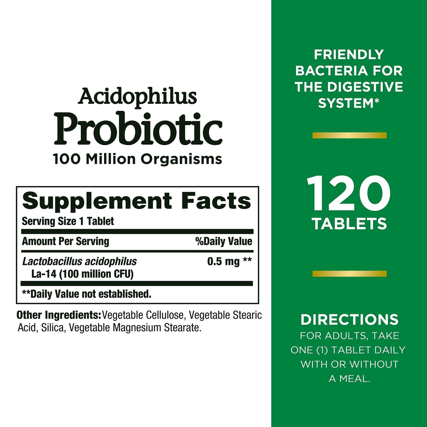 Nature's Bounty Acidophilus Probiotics | Daily Probiotic Supplement | Supports Digestive Health | 120 Tablets Exp 02/2025 - Ome's Beauty Mart