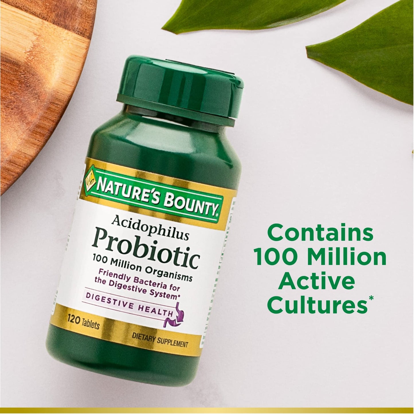 Nature's Bounty Acidophilus Probiotics | Daily Probiotic Supplement | Supports Digestive Health | 120 Tablets Exp 02/2025 - Ome's Beauty Mart