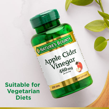 Nature's Bounty Apple Cider Vinegar 480mg | 200 Tablets Exp 04/2025 - Ome's Beauty Mart