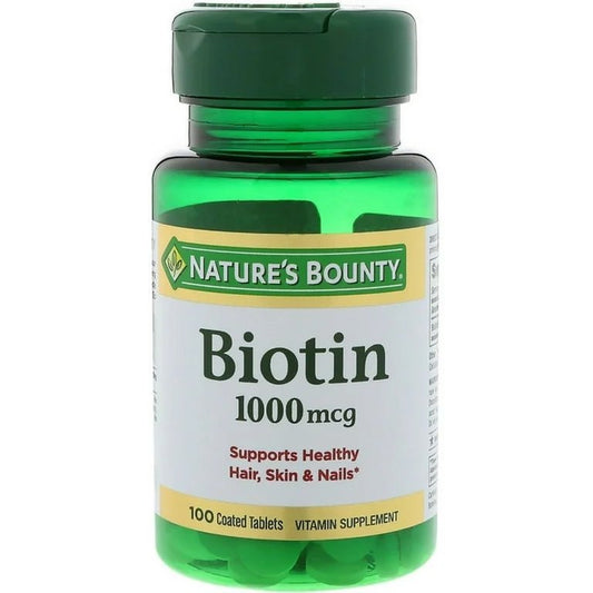 Nature's Bounty Biotin 1000mcg Vitamin Supplement Tablets, 100 Coated Tablets Exp 04/2026 - Ome's Beauty Mart