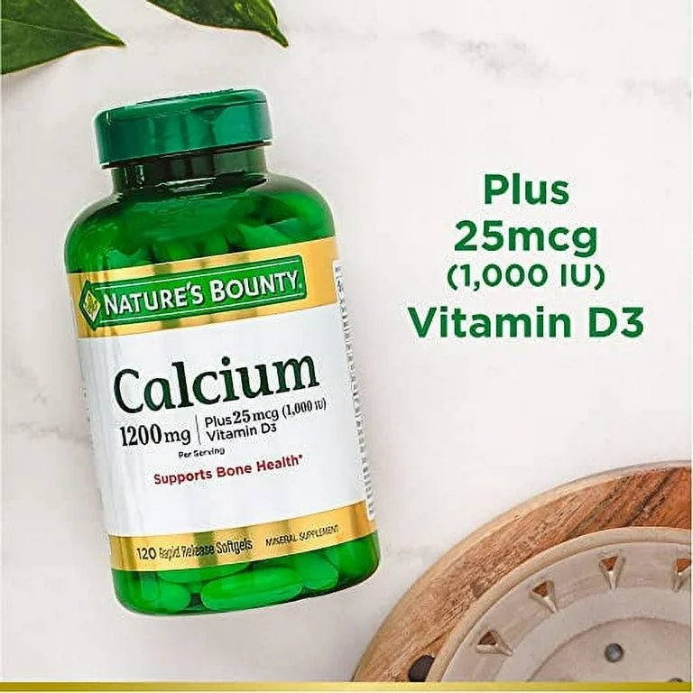 Nature's Bounty Calcium 1200mg plus Vitamin D3 25mcg (1000iu) | Supports Bone Health | 120 Rapid Release Softgels Exp 07/2025 - Ome's Beauty Mart