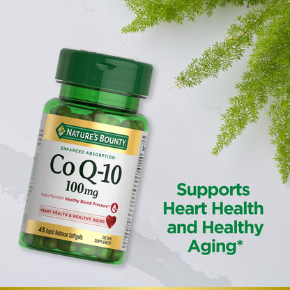 Nature's Bounty CoQ - 10 100mg | Enhanced Absorption | Supports Heart Health & Healthy Aging | 45 Rapid Release Softgels Exp 09/2025 - Ome's Beauty Mart