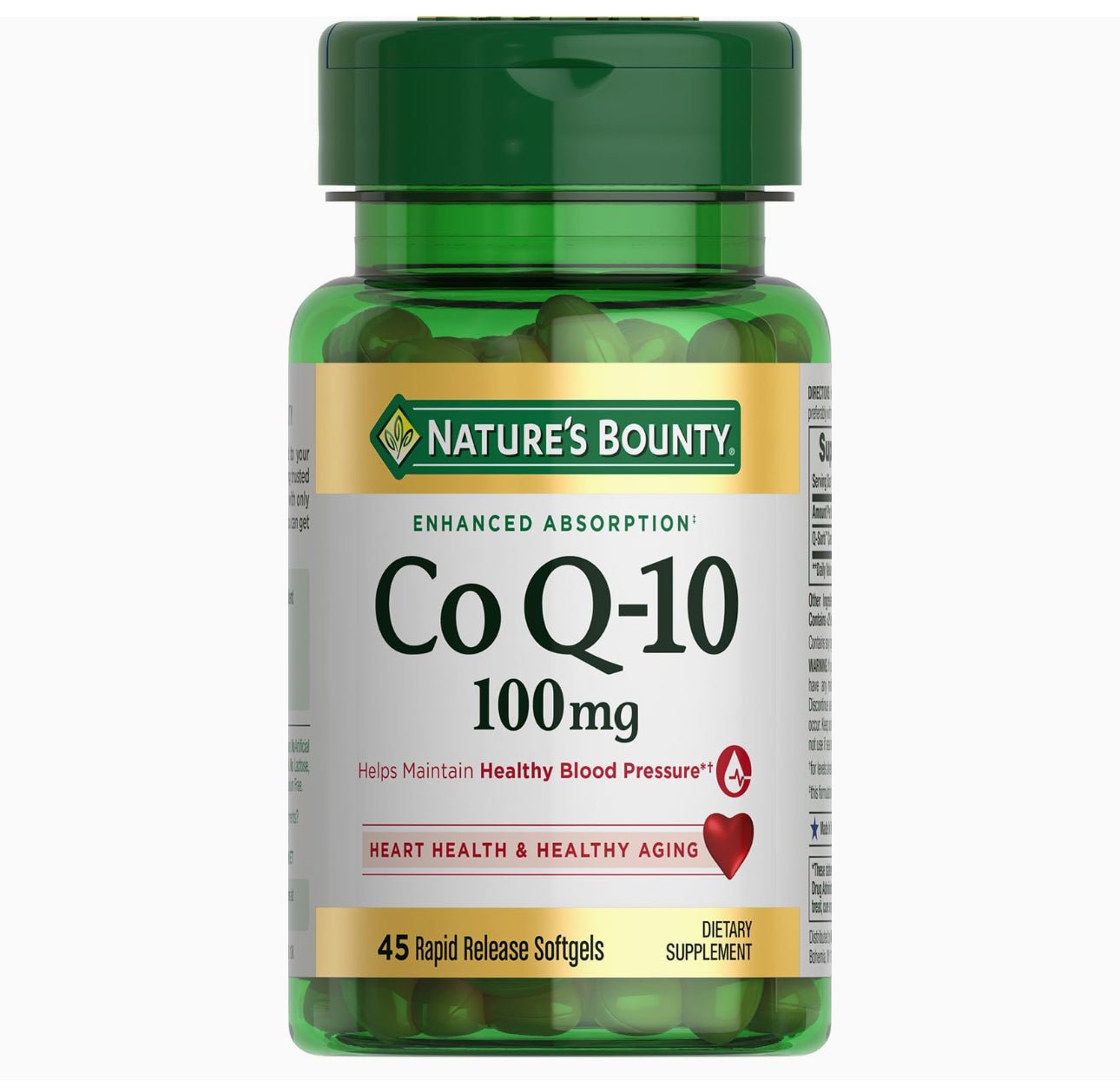 Nature's Bounty CoQ - 10 100mg | Enhanced Absorption | Supports Heart Health & Healthy Aging | 45 Rapid Release Softgels Exp 09/2025 - Ome's Beauty Mart