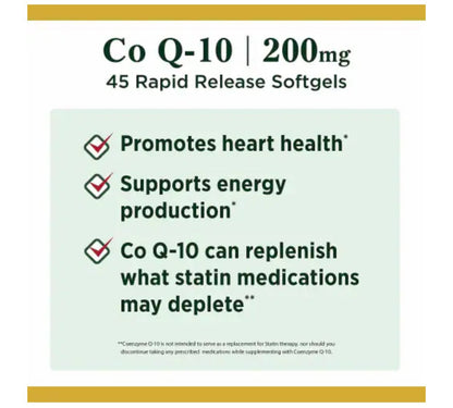 Nature's Bounty CoQ - 10 200mg | Supports Heart Health & Healthy Aging | 45 Rapid Release Softgels Exp 03/2025 - Ome's Beauty Mart