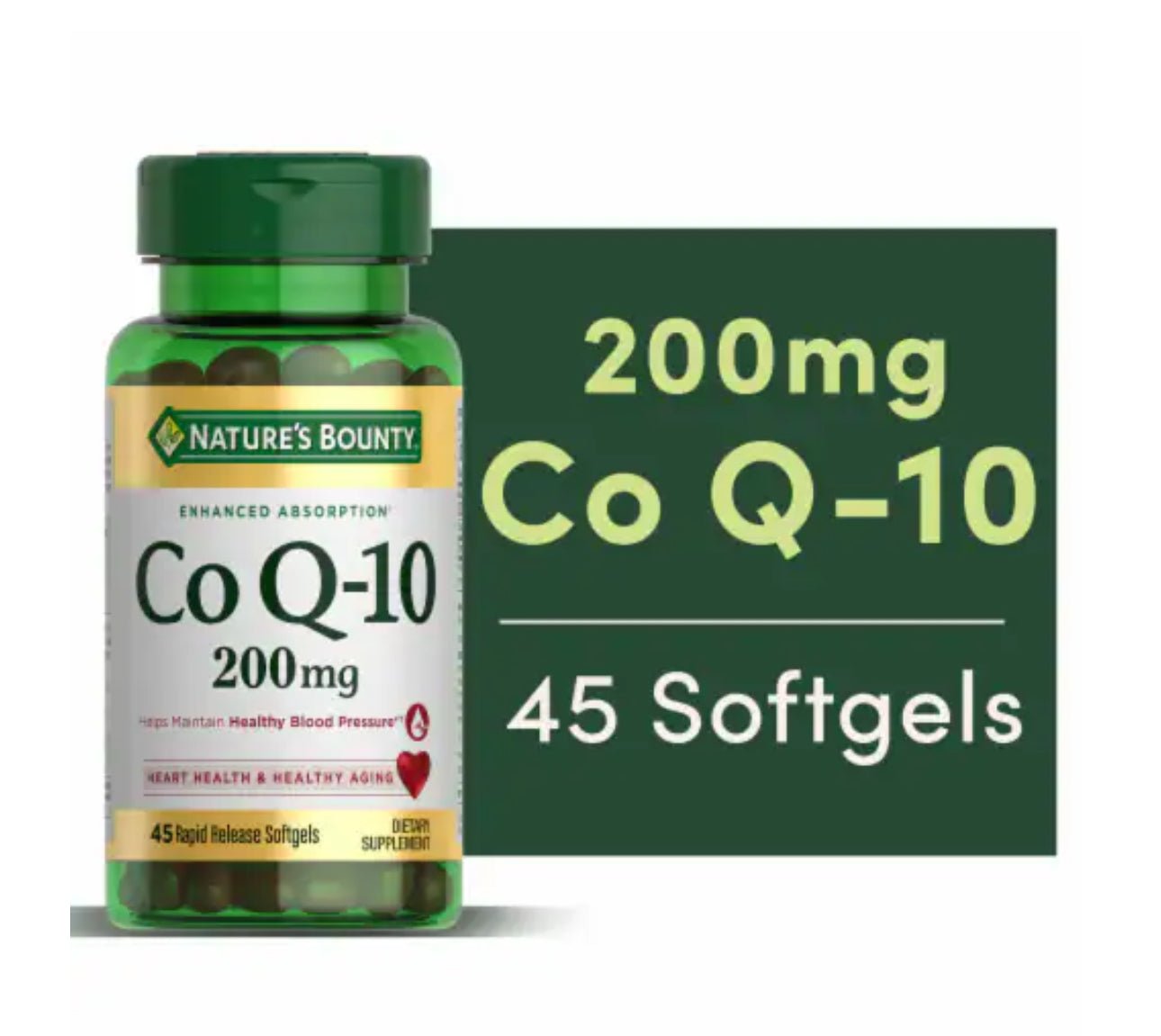 Nature's Bounty CoQ - 10 200mg | Supports Heart Health & Healthy Aging | 45 Rapid Release Softgels Exp 03/2025 - Ome's Beauty Mart