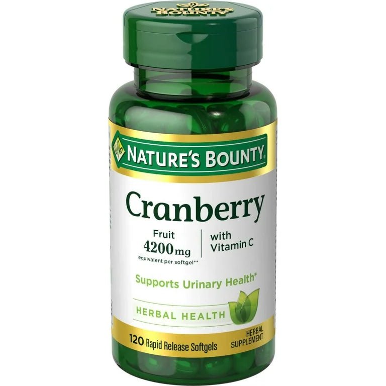 Nature's Bounty Cranberry 4200mg with Vitamin C & E | For Men & Women | Supports Urinary Health | 120 Rapid Release Softgels Exp 04/2025 - Ome's Beauty Mart