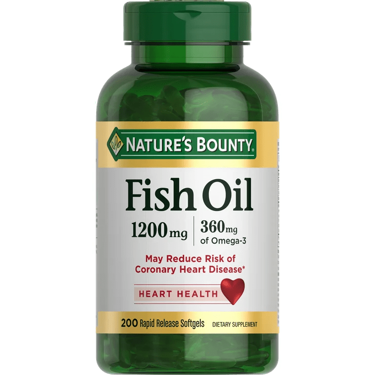 Nature's Bounty Fish Oil 1200 mg | Supports Heart Health | 360 mg Omega-3 | 200 Rapid Release Softgels Exp 10/2025 - Ome's Beauty Mart