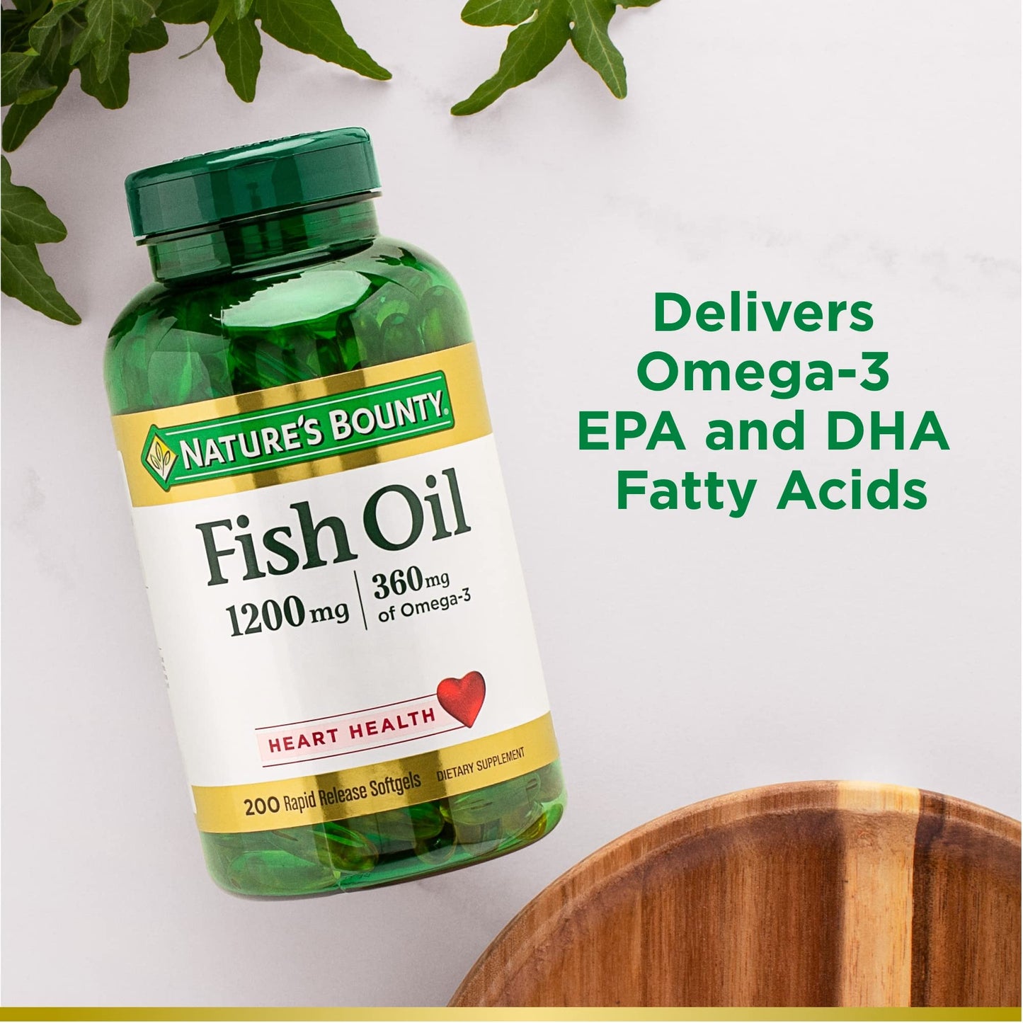 Nature's Bounty Fish Oil 1200 mg | Supports Heart Health | 360 mg Omega-3 | 200 Rapid Release Softgels Exp 10/2025 - Ome's Beauty Mart