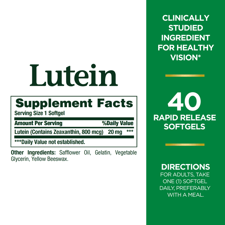 Nature’s Bounty Lutein 20mg | For Healthy Vision | 40 Rapid Release Softgels Exp 04/2025 - Ome's Beauty Mart