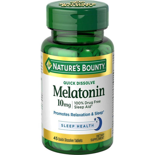 Nature's Bounty Melatonin 10mg | Promotes Sleep and Relaxation | 45 Quick Dissolve Tablets Exp 7/2026 - Ome's Beauty Mart