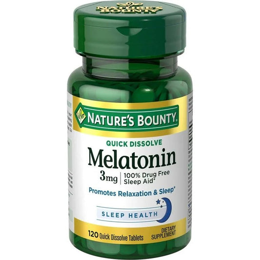 Nature's Bounty Melatonin 3 mg | Promotes Sleep & Relaxation | Quick Dissolve Tablets Exp 12/2024 - Ome's Beauty Mart