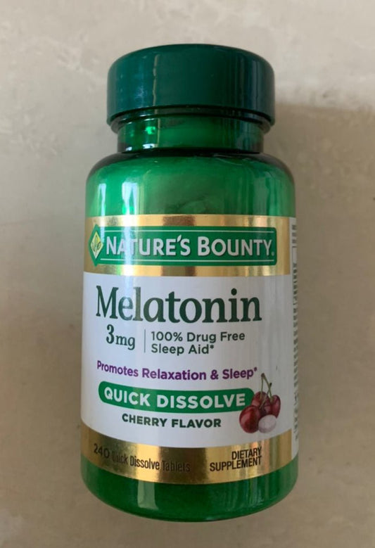 Nature’s Bounty Melatonin 3mg | 100% Drug Free Sleep Aid | Promotes Calm Sleep and Relaxation | 240 Quick Dissolve Tablets Exp 03/2026 - Ome's Beauty Mart