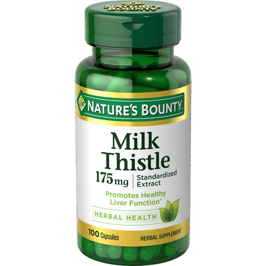 Nature's Bounty Milk Thistle 175mg | Promotes Healthy Liver Function | 100 Capsules Exp 03/2027 - Ome's Beauty Mart