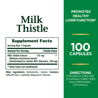 Nature's Bounty Milk Thistle 175mg | Promotes Healthy Liver Function | 100 Capsules Exp 03/2027 - Ome's Beauty Mart