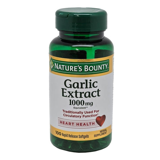 Nature's Bounty Odorless Garlic Extract 1000mg | Supports Heart Health | 100 Rapid Release Softgels Exp 06/2026 - Ome's Beauty Mart