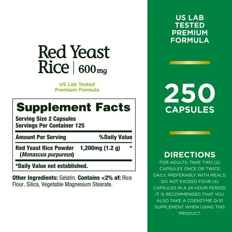 Nature’s Bounty Red Yeast Rice 600 mg | 250 Capsules Exp 06/2026 - Ome's Beauty Mart