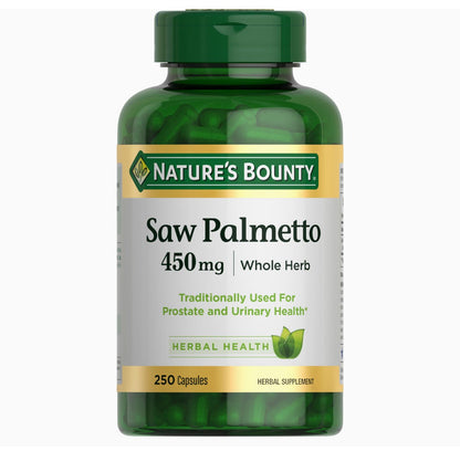 Nature's Bounty Saw Palmetto 450 mg | Prostate and Urinary Health | 250 Capsules Exp 03/2026 - Ome's Beauty Mart