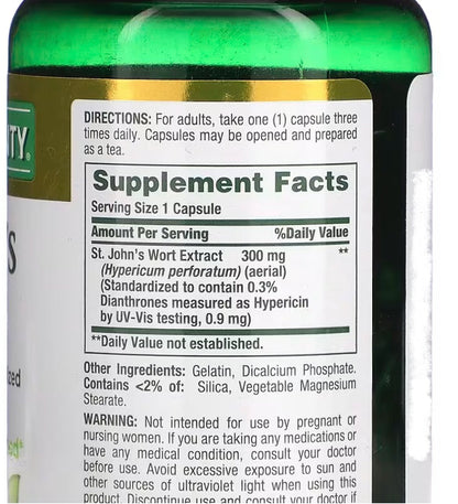 Nature's Bounty St. John's Wort 300 mg | Promotes a Positive Mood | 100 Capsules Exp 04/2025 - Ome's Beauty Mart