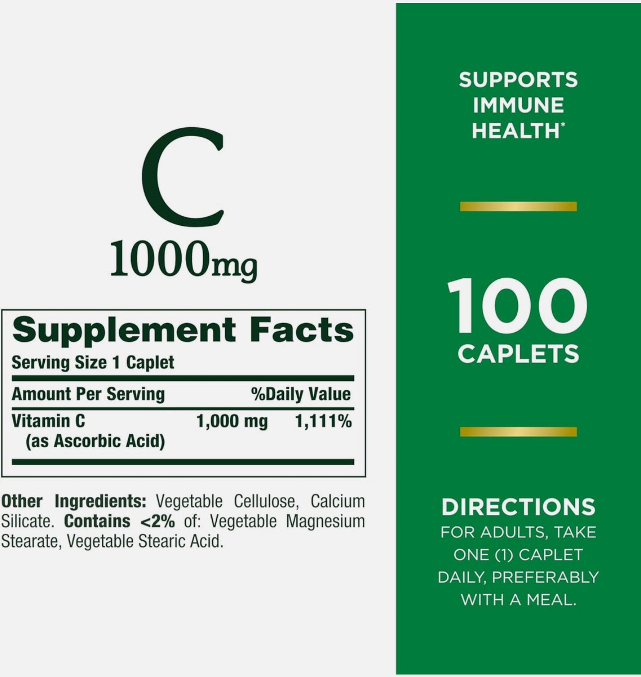 Nature’s Bounty Vitamin C 1000mg | Immune Health | 100 Caplets Exp 12/2025 - Ome's Beauty Mart