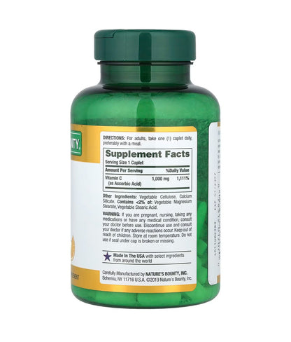 Nature’s Bounty Vitamin C 1000mg | Immune Health | 100 Caplets Exp 12/2025 - Ome's Beauty Mart