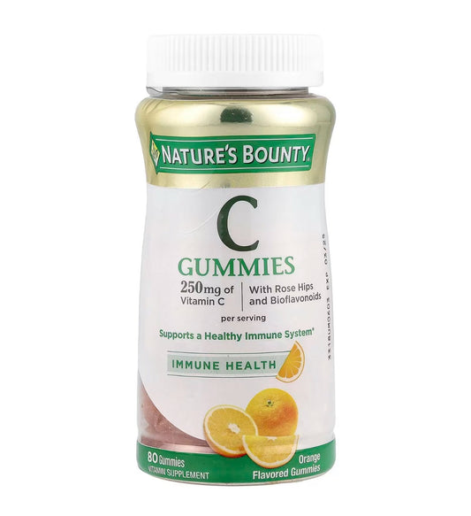 Nature’s Bounty Vitamin C 250mg Gummies | with Rose Hips and Bioflavonoids | Supports a Healthy Immune System | Orange Flavoured 80 Gummies Exp 03/2025 - Ome's Beauty Mart