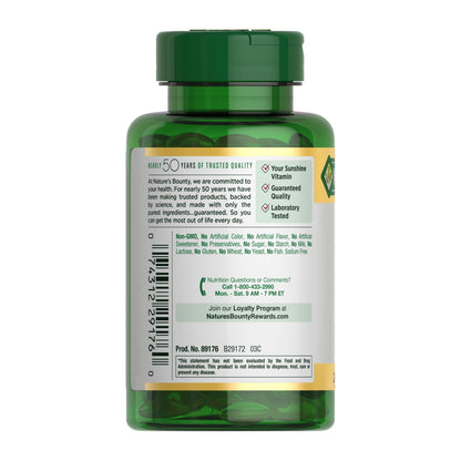 Nature's Bounty Vitamin D3 125 mcg (5000iu) | Immune Support | 240 Rapid Release Softgels Exp 11/2024 - Ome's Beauty Mart