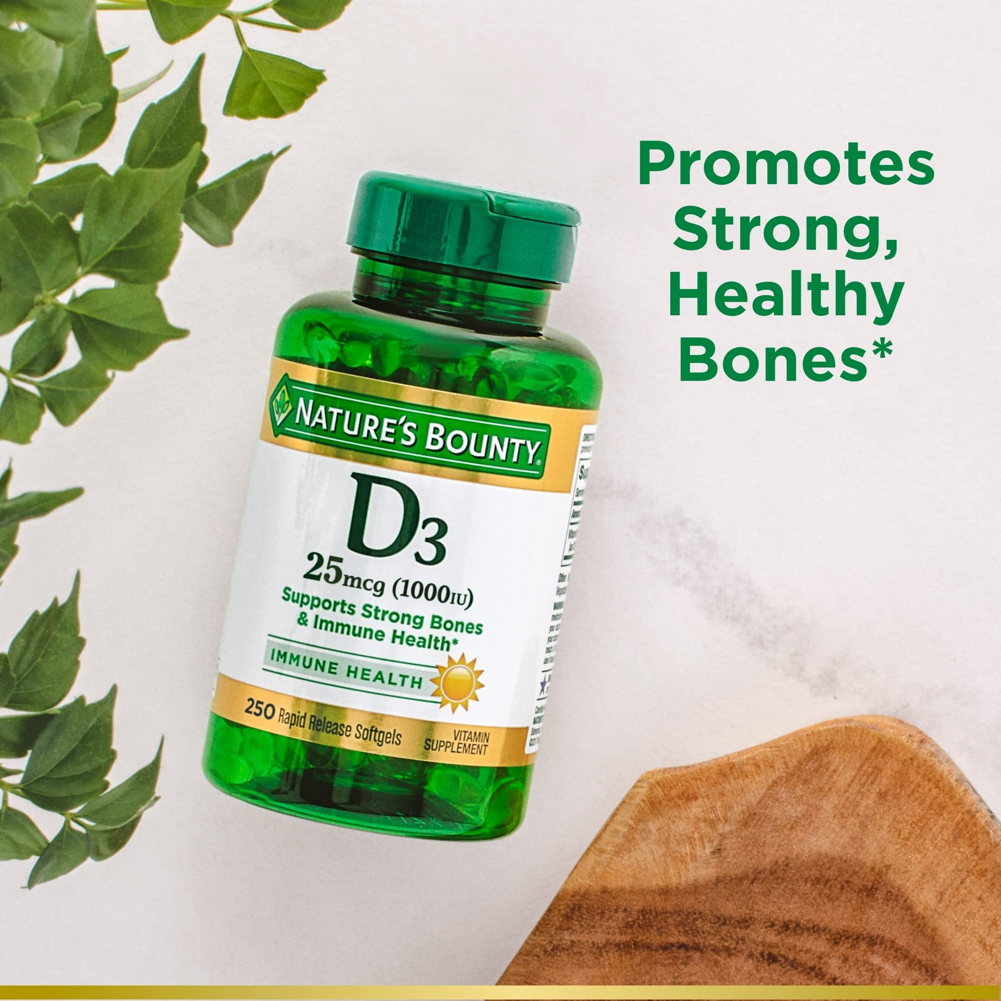 Nature's Bounty Vitamin D3 25mcg (1000iu) | Immune Support, Helps Maintain Healthy Bones & Hormones | 250 Rapid Release Softgels Exp 07/2026 - Ome's Beauty Mart