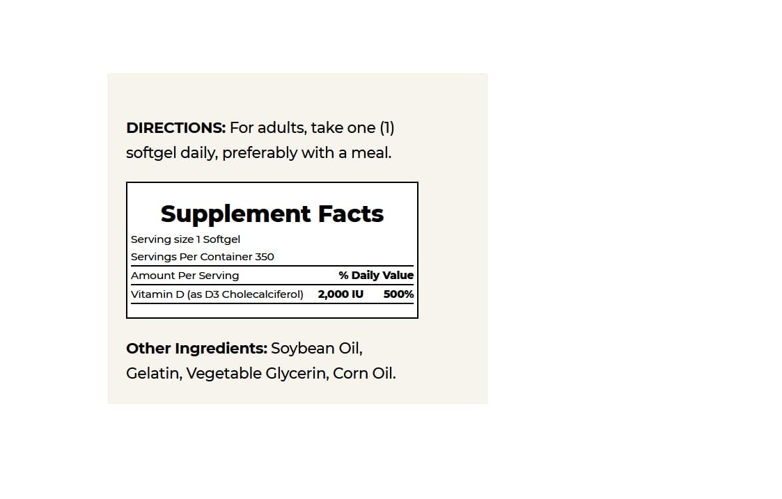 Nature's Bounty Vitamin D3 50mcg (2000IU) | Immune Support | 350 Rapid Release Softgels Exp 11/2025 - Ome's Beauty Mart