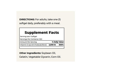 Nature's Bounty Vitamin D3 50mcg (2000IU) | Immune Support | 350 Rapid Release Softgels Exp 11/2025 - Ome's Beauty Mart