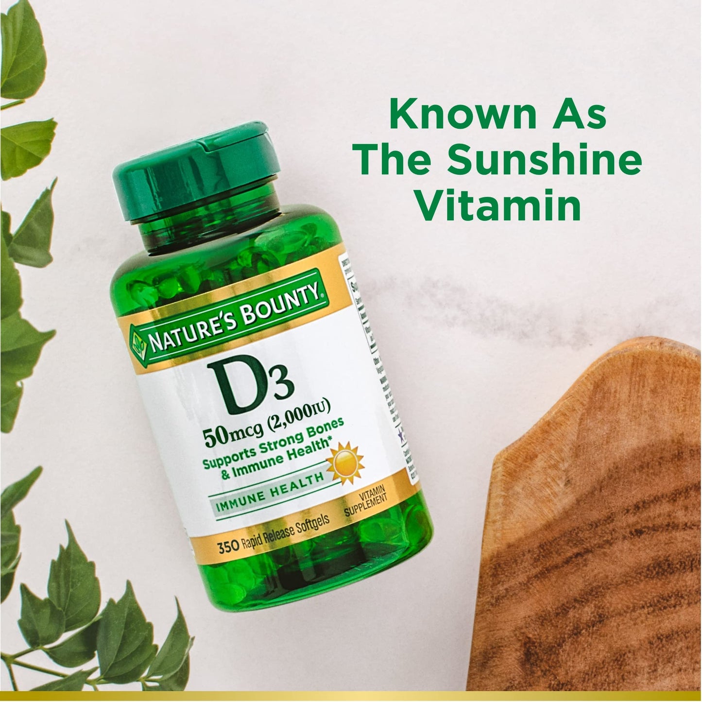 Nature's Bounty Vitamin D3 50mcg (2000IU) | Immune Support | 350 Rapid Release Softgels Exp 11/2025 - Ome's Beauty Mart