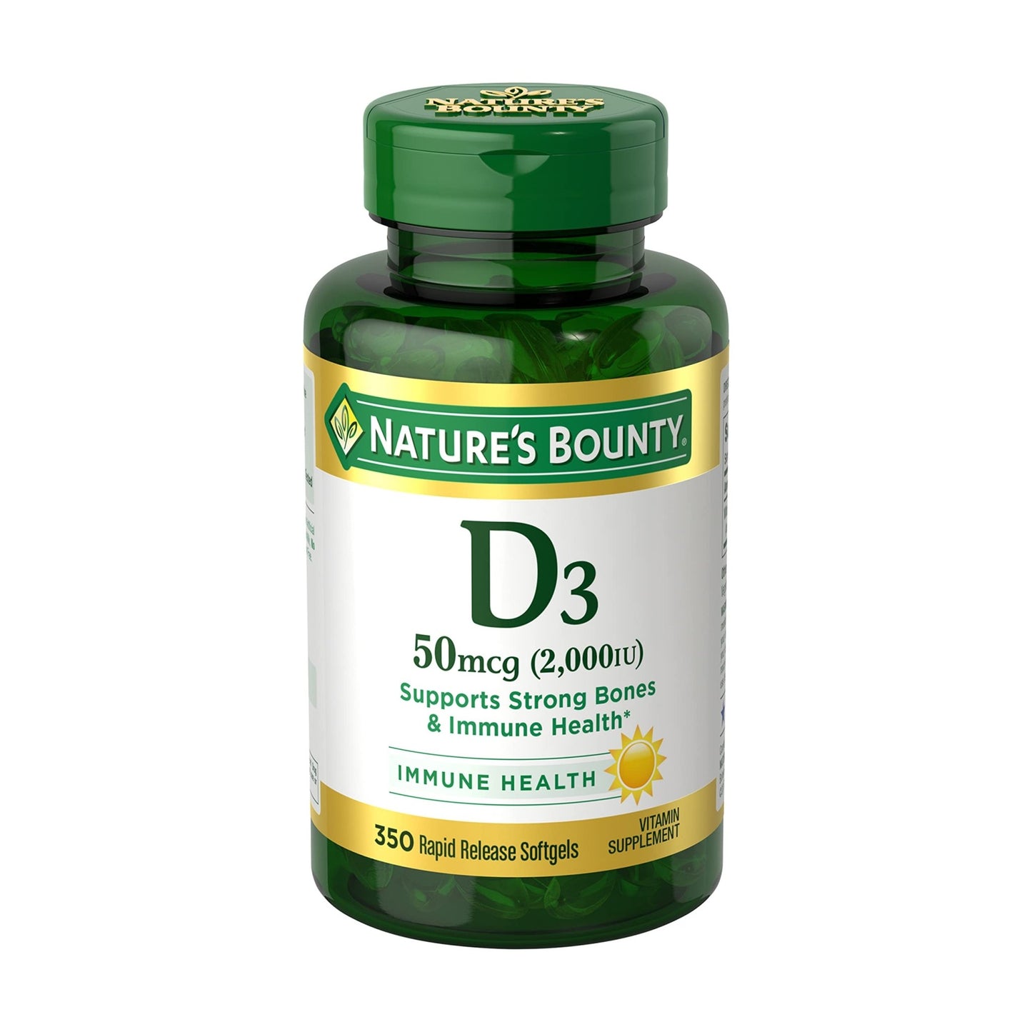 Nature's Bounty Vitamin D3 50mcg (2000IU) | Immune Support | 350 Rapid Release Softgels Exp 11/2025 - Ome's Beauty Mart