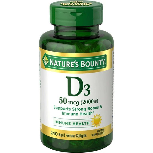 Nature's Bounty Vitamin D3 50mcg (2000iu) | Supports Strong Bones & Immune Health | Hormonal Health Support | 240 Rapid Release Softgels Exp 09/2025 - Ome's Beauty Mart