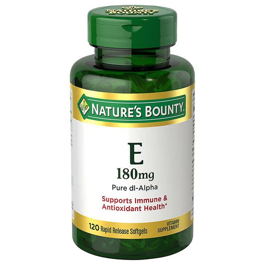 Nature's Bounty Vitamin E 180mg (400iu) Pure dl - Alpha Tocopheryl Acetate | Supports Immune & Antioxidant Health | Anti - Inflammatory | 120 Rapid Release Softgels Exp 06/2026 - Ome's Beauty Mart