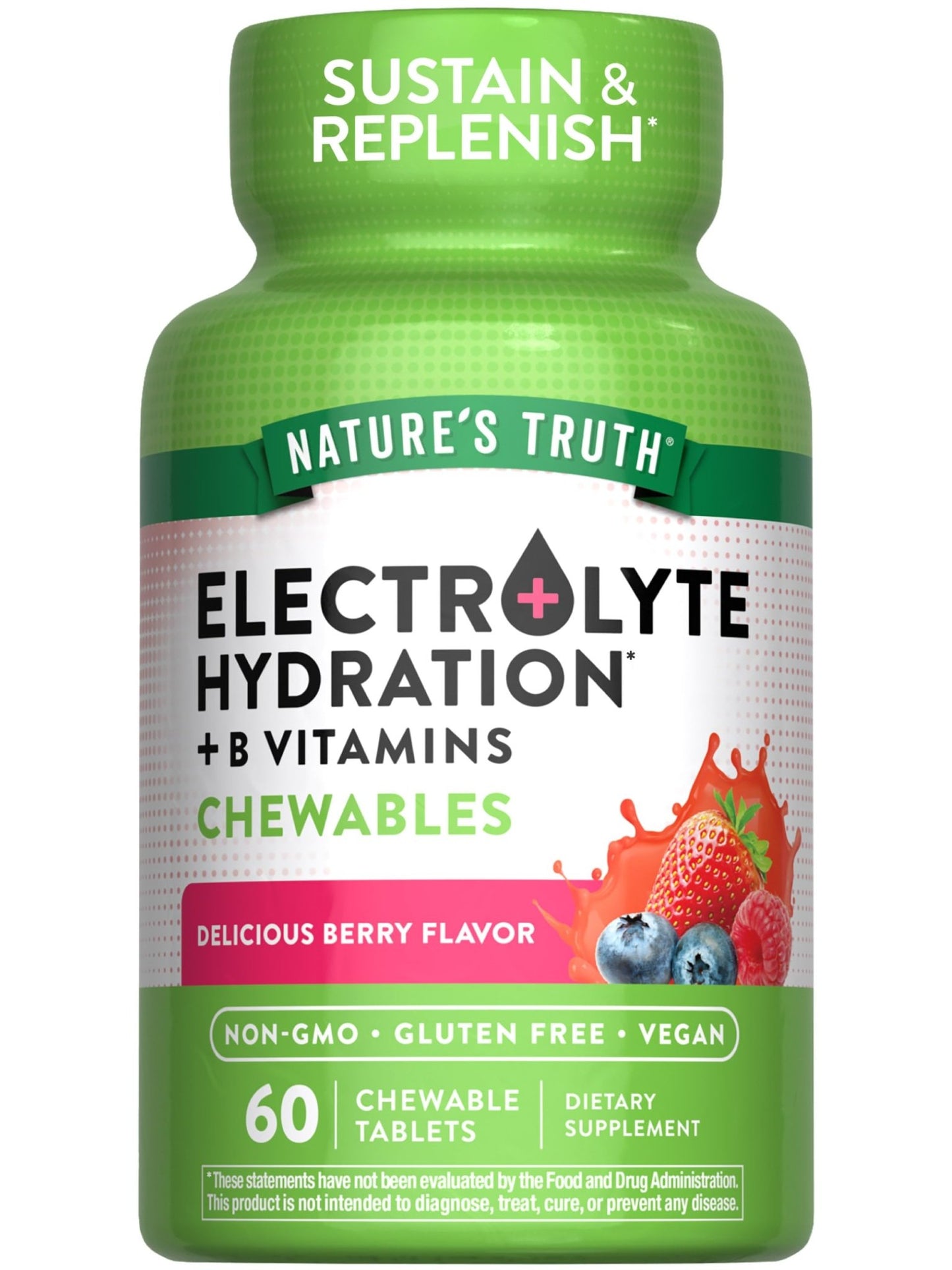 Nature's Truth Electrolyte Hydration + B Vitamins Chewables | Hydration Support | Delicious Berry Flavor 60 Chewable Tablets Exp 10/2026 - Ome's Beauty Mart