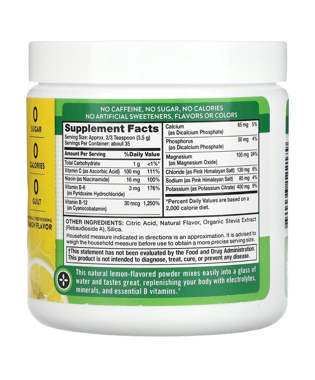 Nature's Truth Electrolytes Powder With B Vitamins | No Sugar | Supplement for Hydration | 35 Servings | Refreshing Lemon Flavor 4.3oz/121g Exp UNCLEAR (batch is 08/2026 - See last picture) - Ome's Beauty Mart