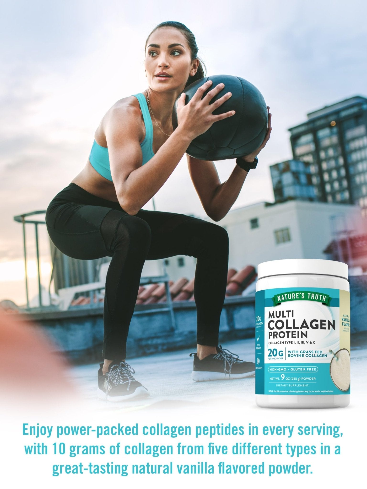 Nature's Truth Multi Collagen Protein Powder | Collagen Peptides Type I, II, III, V & X | Collagen Types 1, 2, 3, 5 & 10 | Hydrolyzed Collagen Peptide Protein Powder | Natural Vanilla Flavour | 9oz/255g Exp 10/2026 - Ome's Beauty Mart