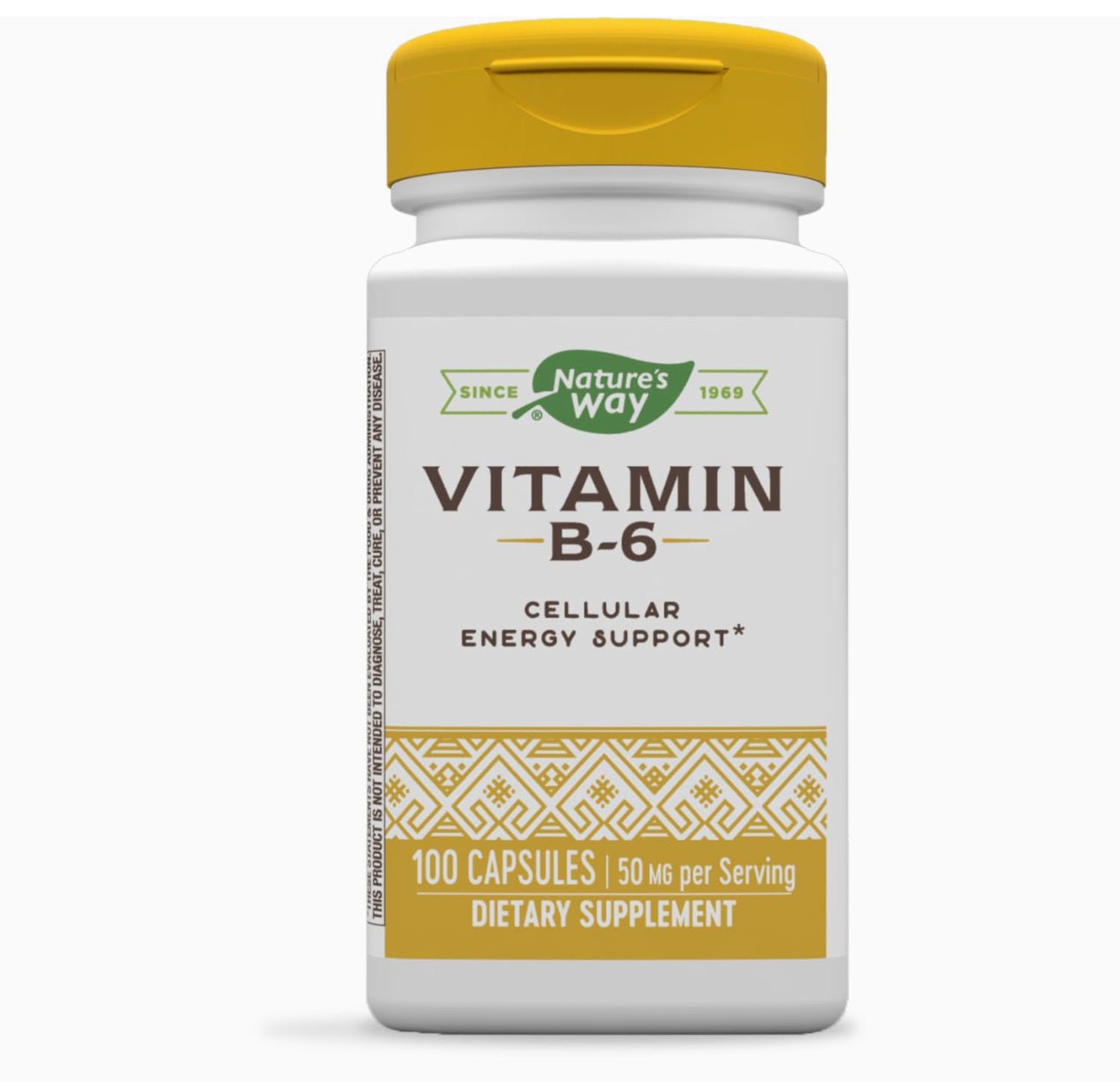 Nature's Way Vitamin B - 6 50mg |Cellular Energy Support | 50mg per Capsule| Improves Mood | Helps with Morning Sickness | 100 Capsules Exp 31/01/2025 - Ome's Beauty Mart