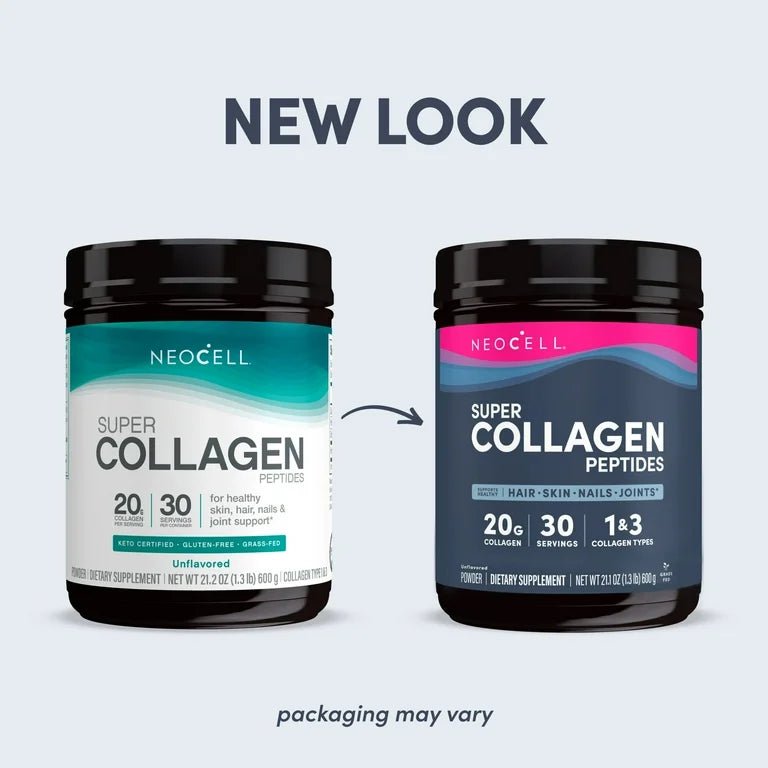 NeoCell Super Collagen Peptides Powder | 20g Collagen per Serving | Unflavored | 21.2oz (600g) Exp 08/2026 - Ome's Beauty Mart