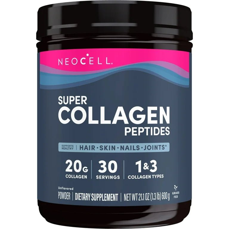 NeoCell Super Collagen Peptides Powder | 20g Collagen per Serving | Unflavored | 21.2oz (600g) Exp 08/2026 - Ome's Beauty Mart